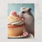 Hamster, der Kuchen isst Postkarte (Vorderseite)
