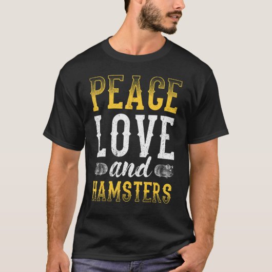 Hamster Design Peace Liebe und Hamster T-Shirt (Vorderseite)