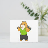 Hamster Fitness Dumbbell Postkarte (Stehend Vorderseite)