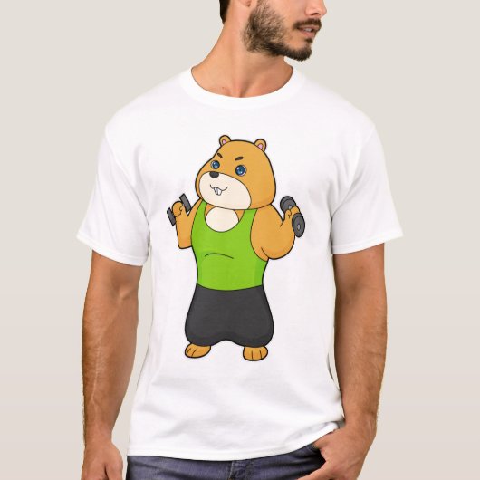Hamster Fitness Dumbbell T-Shirt (Vorderseite)