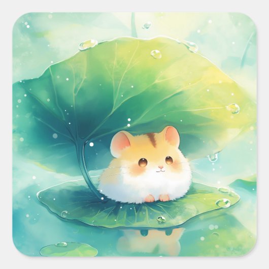 Hamster Floating Fun Quadratischer Aufkleber (Vorderseite)