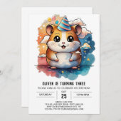 Hamster Friends Playful Birthday Einladung (Vorne/Hinten)