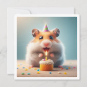 Hamster frisst Kuchen Einladung zum Geburtstag (Vorderseite)