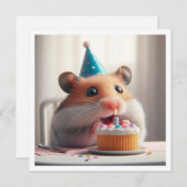 Hamster frisst Kuchen Einladung zum Geburtstag (Vorne/Hinten)