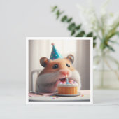 Hamster frisst Kuchen Einladung zum Geburtstag (Stehend Vorderseite)