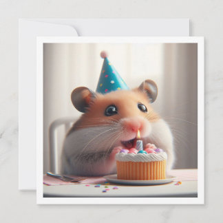 Hamster frisst Kuchen Einladung zum Geburtstag