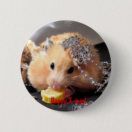 Hamster-glückliches Weihnachten! Button (Vorderseite)