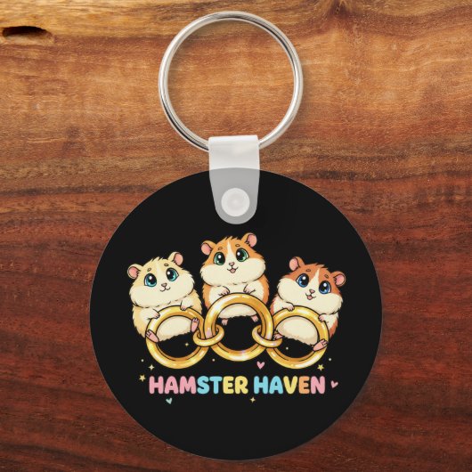 Hamster Haven Cute Ring Design Schlüsselanhänger (Rückseite)