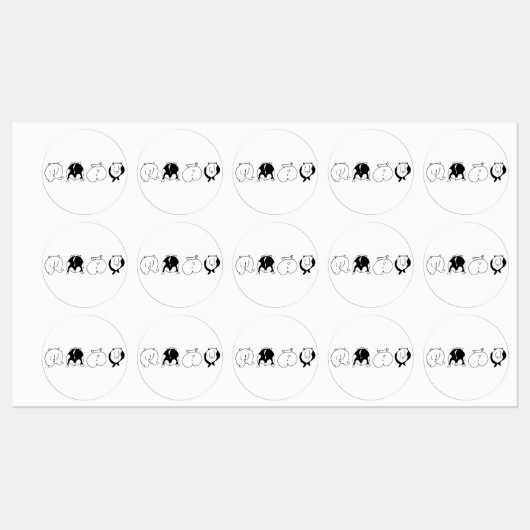 Hamster-Hintern Etiketten (Blatt)