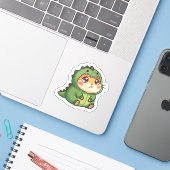Hamster im Dinosaurier-Kostüm Aufkleber (Laptop mit iPhone)