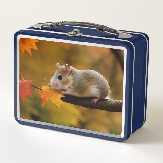 Hamster in Baummetall-Lunchbox Metall Brotdose (Vorderseite)