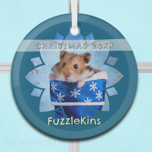 Hamster in Blue Christmas Strumpf Ornament Aus Glas