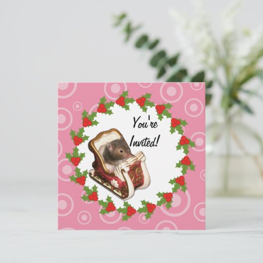 Hamster in einem Schlitten Einladung (Stehend Vorderseite)