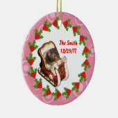 Hamster in einem Schlitten Keramikornament (Rechts)