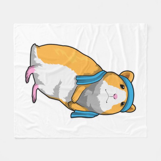 Hamster in Fitness mit Handtuch Fleecedecke (Vorderseite (Horizontal))