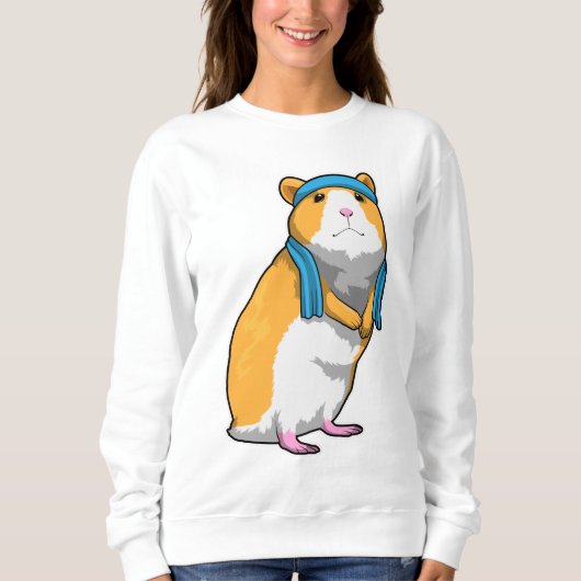 Hamster in Fitness mit Handtuch Sweatshirt (Vorderseite)