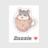 Hamster in floraler Teetasse Sticker (Blatt)
