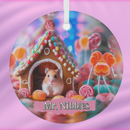 Hamster in Gingerbread House Ornament Aus Glas