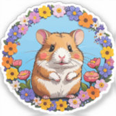 hamster in the flowers aufkleber (Vorderseite)