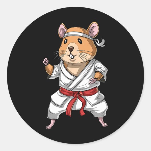 Hamster Karate Ninja Jiu-jitsu Judo Taekwondo Mart Runder Aufkleber (Vorderseite)