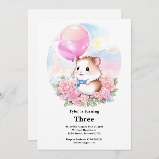 Hamster Kindergeburtstag Einladung (Vorne/Hinten)