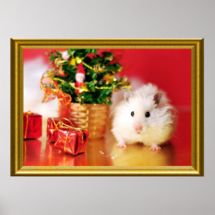 Hamster Kokolinka mit Weihnachtsbaum Poster
