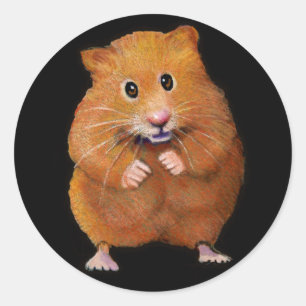 HAMSTER: KUNST AUF SCHWARZ: FARBPENCIL RUNDER AUFKLEBER
