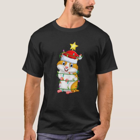 Hamster Lighting Xmas Tree Matching Hamster Christ T-Shirt (Vorderseite)