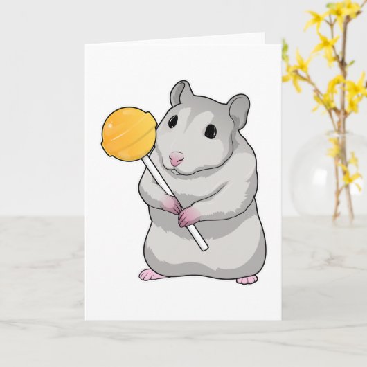 Hamster Lollipop Karte (Gelbe Blume)