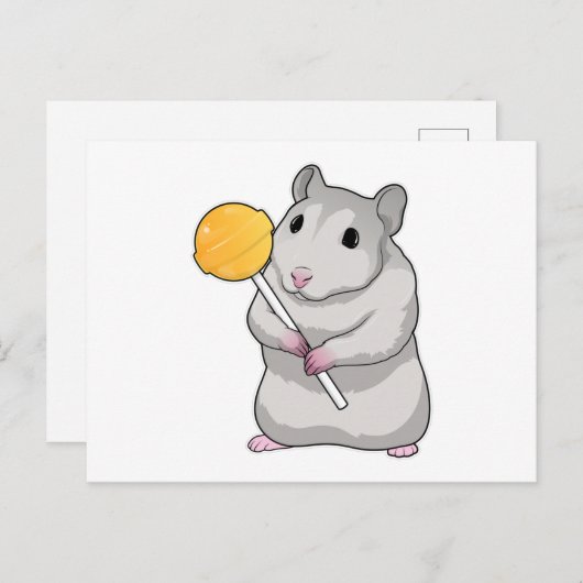 Hamster Lollipop Postkarte (Vorne/Hinten)
