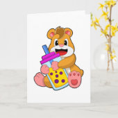 Hamster mit Babyflaschensaft Karte (Gelbe Blume)