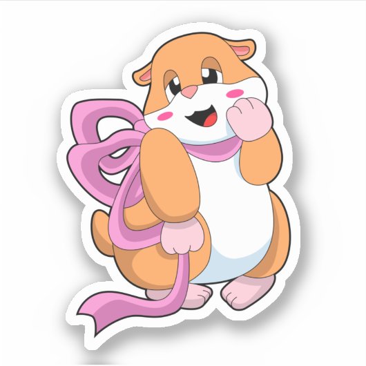 Hamster mit Band Aufkleber (Vorderseite)