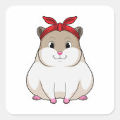 Hamster mit Bandana Quadratischer Aufkleber (Vorderseite)