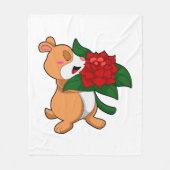 Hamster mit Blume Rose Fleecedecke (Vorderseite)
