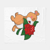 Hamster mit Blume Rose Fleecedecke (Vorderseite (Horizontal))