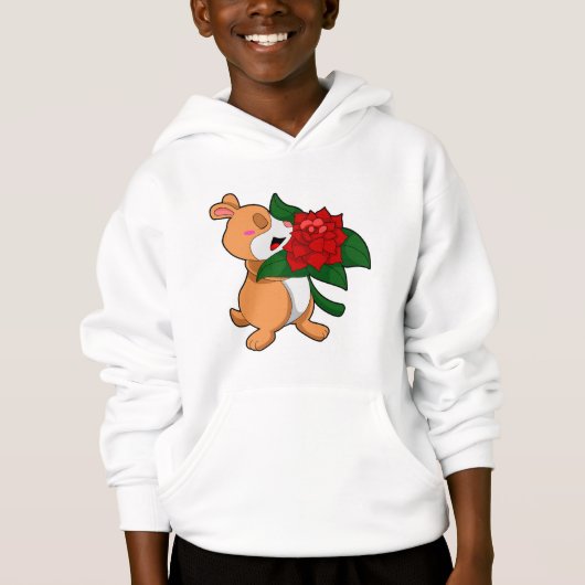 Hamster mit Blume Rose Hoodie (Vorderseite)