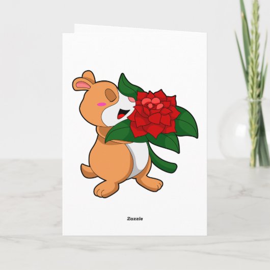Hamster mit Blume Rose Karte (Rückseite)