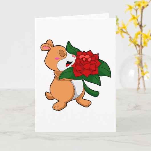 Hamster mit Blume Rose Karte (Gelbe Blume)