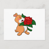 Hamster mit Blume Rose Postkarte (Vorderseite)