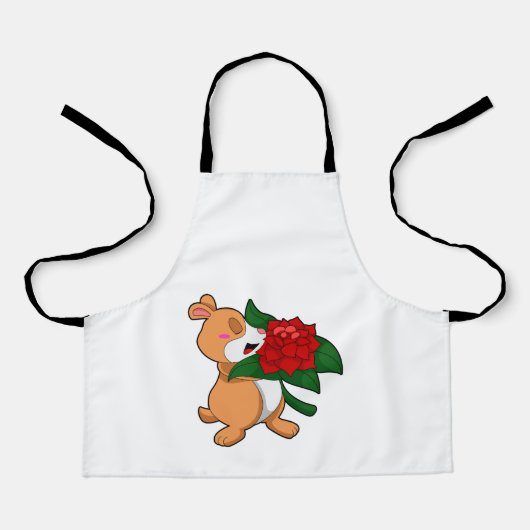 Hamster mit Blume Rose Schürze (Vorderseite)