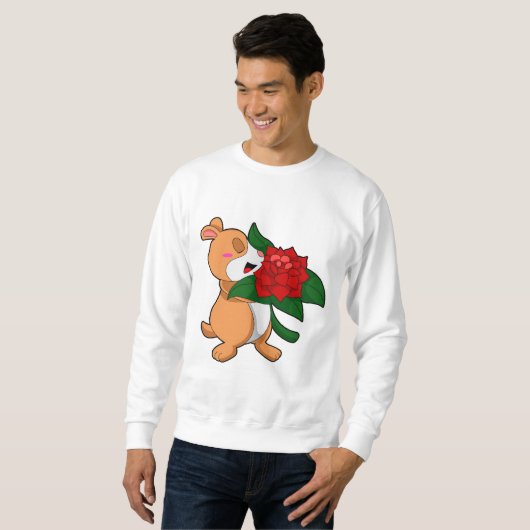 Hamster mit Blume Rose Sweatshirt (Vorne ganz)