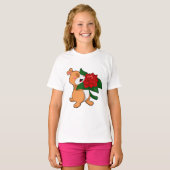 Hamster mit Blume Rose T-Shirt (Vorne ganz)