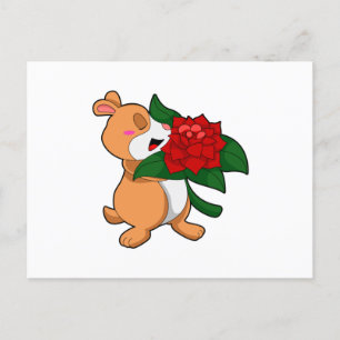 Hamster mit Blumenrose Postkarte
