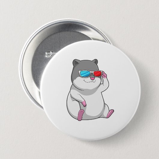 Hamster mit Brille Button (Vorne & Hinten)