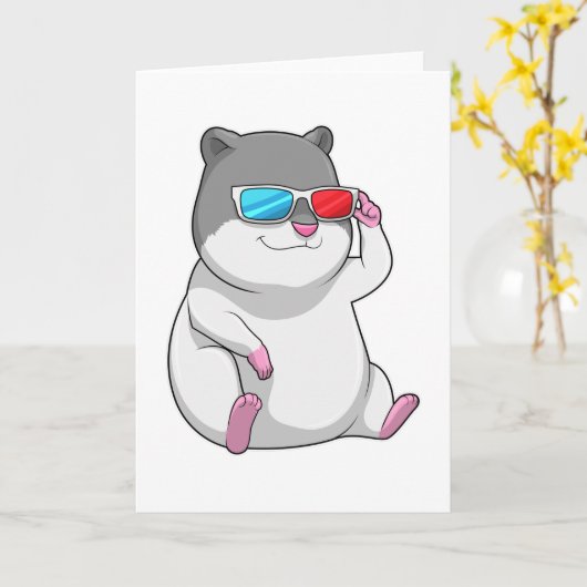 Hamster mit Brille Karte (Gelbe Blume)