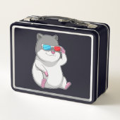 Hamster mit Brille Metall Brotdose (Rückseite)