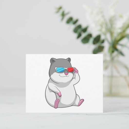 Hamster mit Brille Postkarte (Stehend Vorderseite)