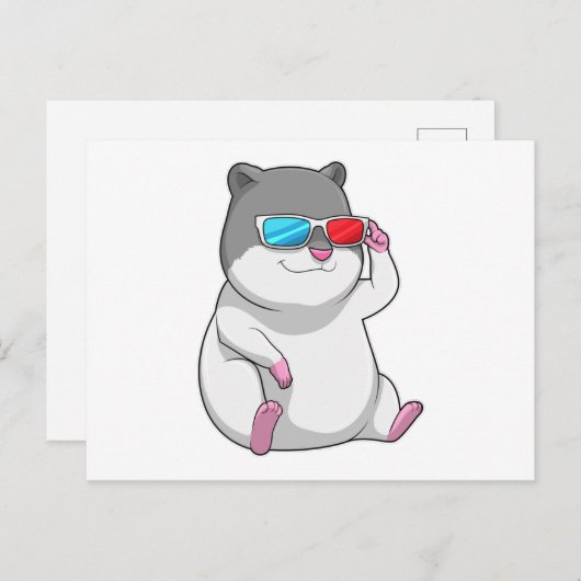 Hamster mit Brille Postkarte (Vorne/Hinten)