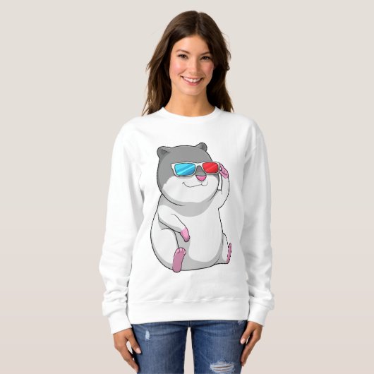 Hamster mit Brille Sweatshirt (Vorne ganz)