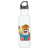 Hamster mit Buch und Pen Edelstahlflasche (Vorderseite)